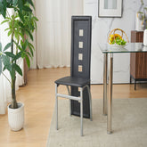 HAOYYE 4pcs Long Backrest Dining Chairs With Square Hollow Design, Comfortable PU Leather Cushions, Sturdy Electroplated Round Tube Legs, Modern Black Finish Dining Room Chairs Set For Home And Office